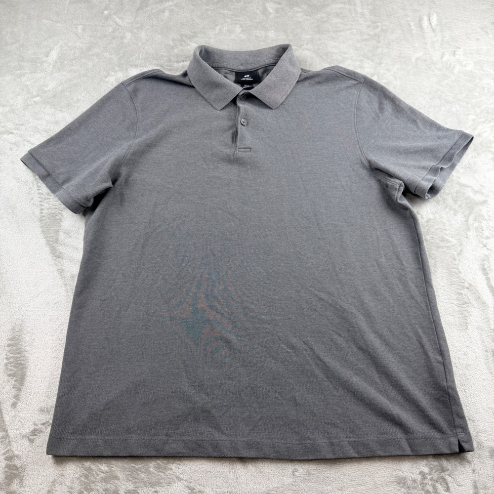 H&M Men's XL Regular Fit Short Sleeve Polo Shirt Gray